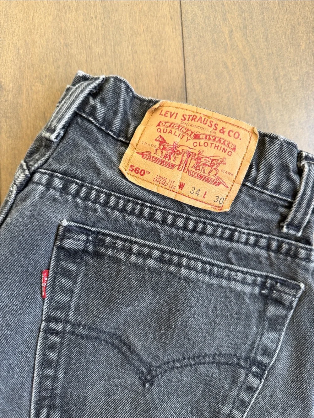 Vintage 1995 Levi’s 560 Black Denim Tapered Jeans Pants W34 L30 Loose Fit